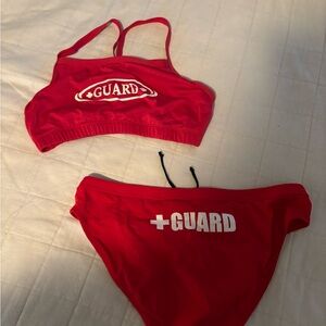 Red Lifeguard Bikini Set